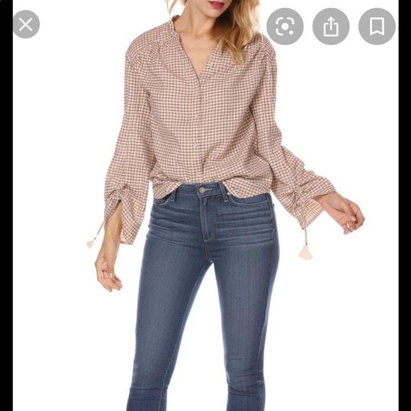 Paige Sz M Torin Plaid Button Front Blouse - Picture 4 of 13